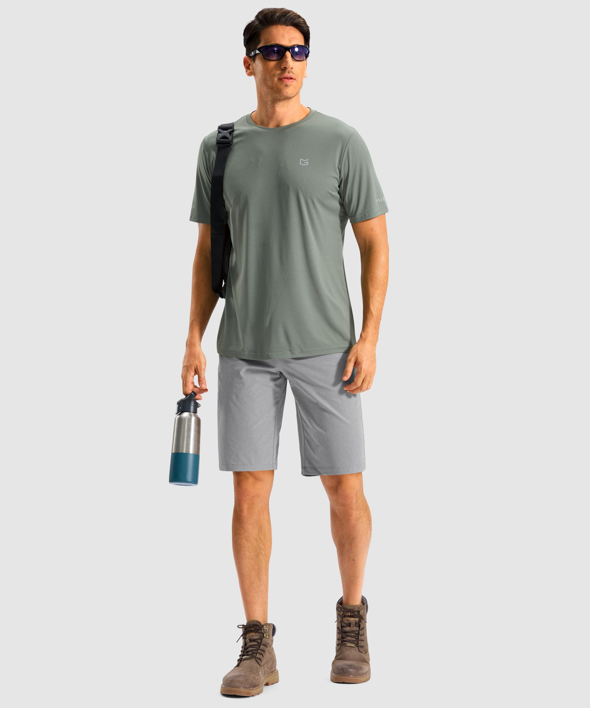 Men's Shorts 11" Long Golf Lightweight Knee Length Shorts Light Grey L