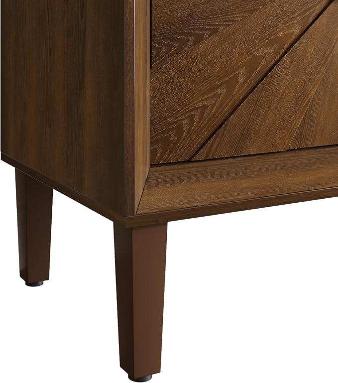 60'' Rustic Large Sideboard with 4 Doors and Adjustable Shelves, Heavy-Duty Antique Wood Entryway Console Table TV Stand for Living Room Dining Room (Antique Brown-10.2)