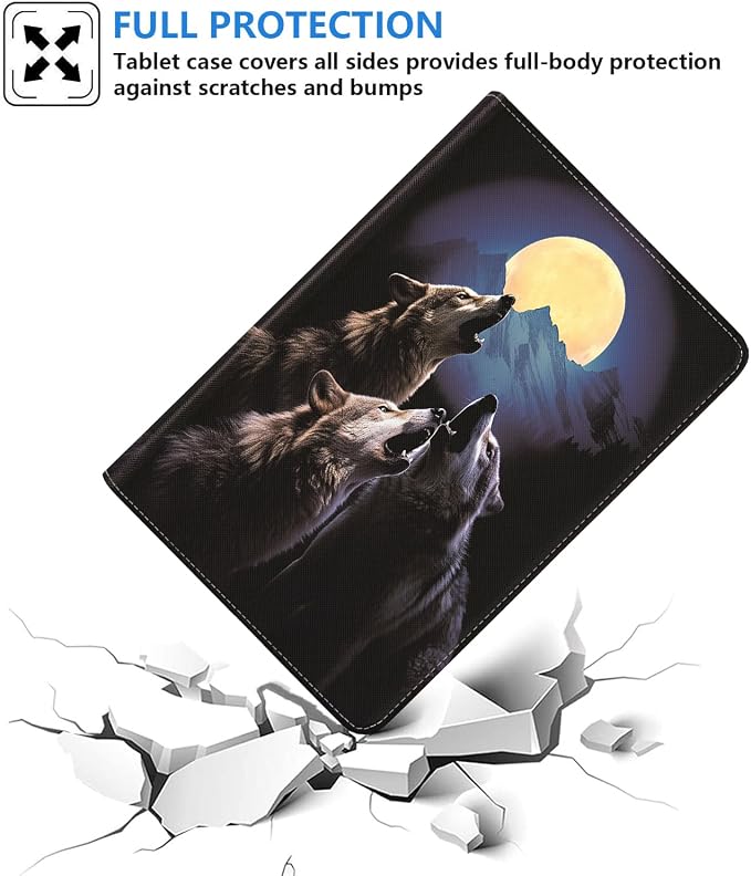 Case for iPad 6th/5th Generation (2018 2017 Model 9.7 Inch) iPad Air 2/Air 1 (9.7 Inch) Slim PU Leather Stand Folio Cover with Auto Wake Sleep African Woman Wolf