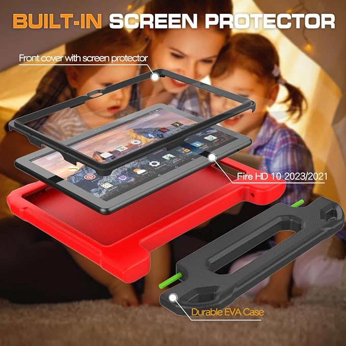 Kids Case for 10 Inch Tablet(2023/2021 13th/11th Generation) - Durable Shockproof Protective Cover with Screen Protector for 10/10 Plus/10 Pro Tablet Not for iPad Samsung Tablet Black