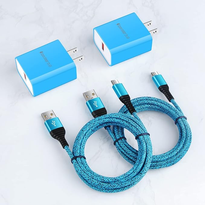 Android Phone Fast ChargerQuick3.0 USB Fast Wall Charger Plug Micro USB Cable 6FT Compatible for Samsung Galaxy J3 J5 J7 J8 S7 S6 A10 A02 A6 A01 LG Stylo 2 3 Plus Moto G/X/E E4 E5 E6s E7 G5 Plus