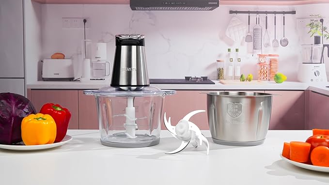 BUMET 800W 2-12cup Food Chopper LED Timer 3-Tier 6 Blades