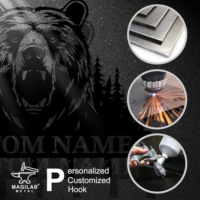 Personalized Custom Name Bear Key Wall Hooks,Metal Bear Keys Clothes Hooks,Metal Bear Wall Home Storage Decorative,For Front Door, Hallway, Kitchen, Bedroom,Keys,Hats (Style O)