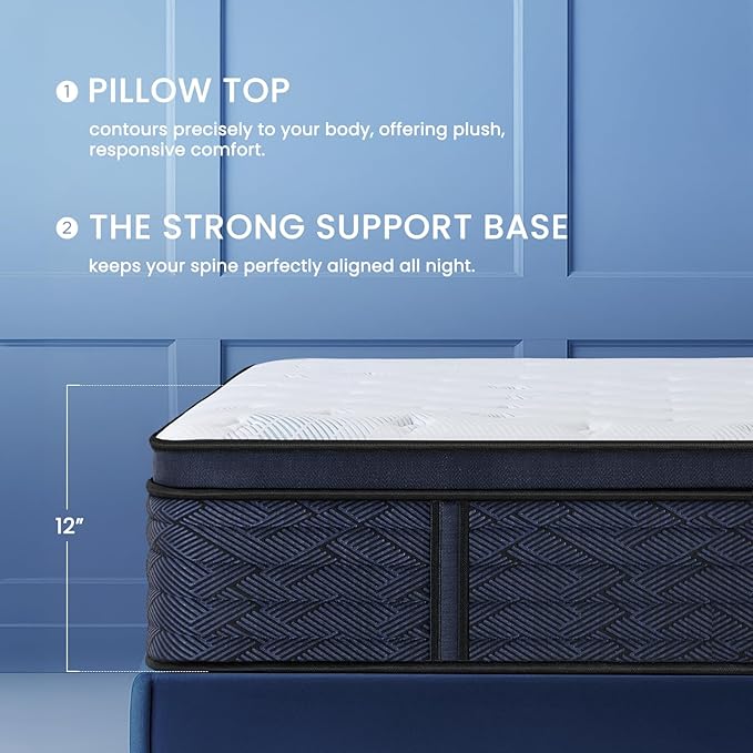 12 Inch Twin XL Mattress - Responsive Latex and Cooling Gel Hybrid Bed in a Box, Easy to Move for Dorms & Rentals, Zoned Support for Spinal Alignment, Medium Firm, CertiPUR-US Certified
