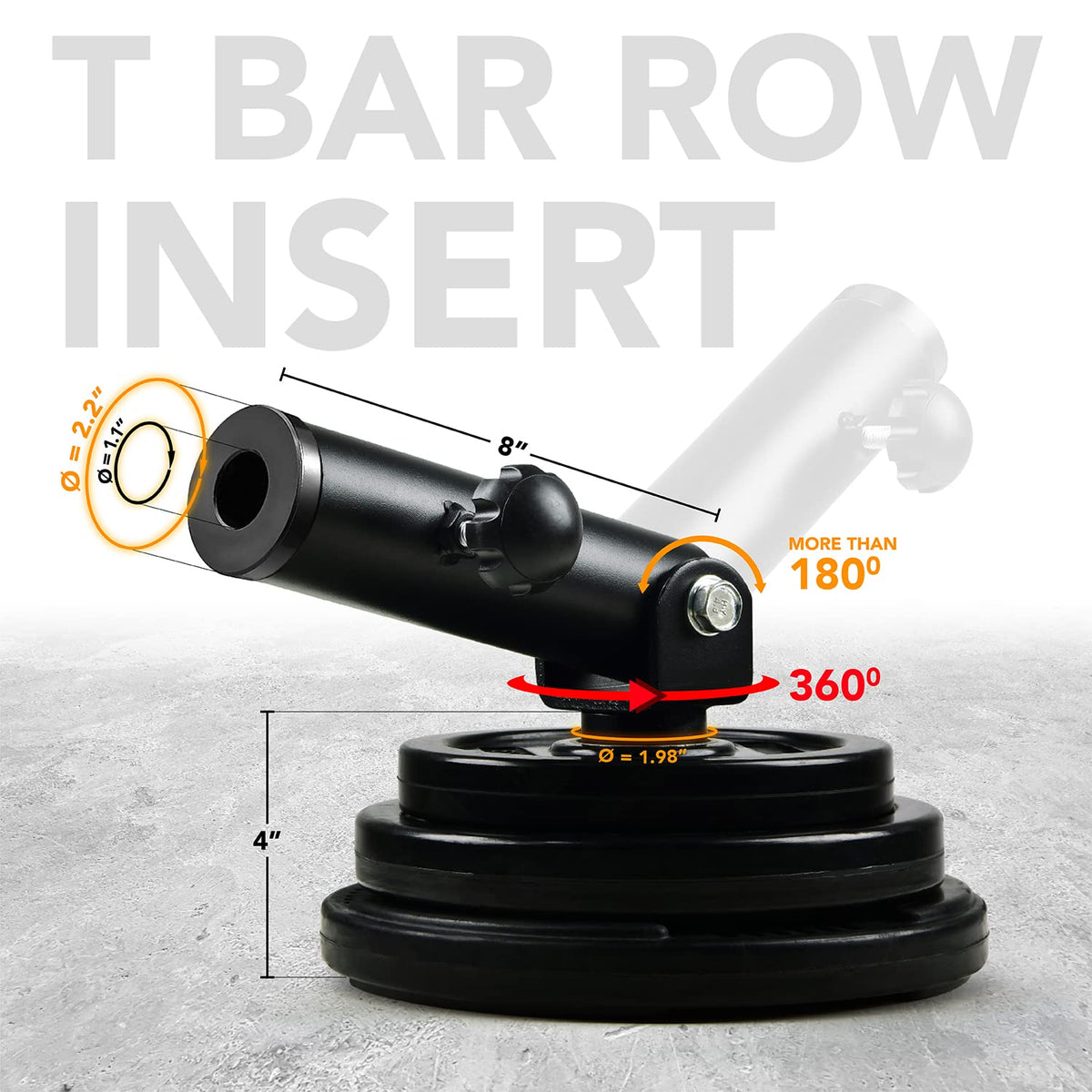Yes4All T-Bar Row Plate Post Insert Landmine – Fit 2” Olympic Bars – Full 360° Swivel & Easy to Install (Black)
