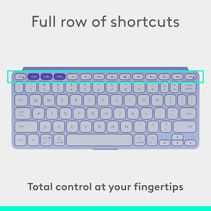 Logitech Keys-to-GO 2 Portable Bluetooth Tablet Keyboard with Built-in Cover, Slim & Compact Wireless Keyboard for Windows, Android, Linux, iPad, iPhone, Mac, Apple TV - Lilac