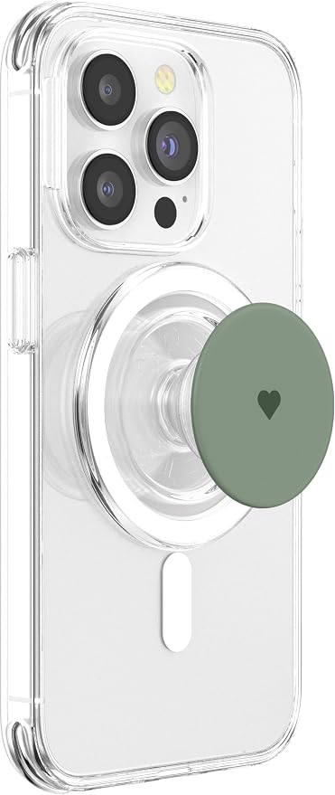 Calke Green Color Cute Heart Minimalist Love PopSockets PopWallet for MagSafe