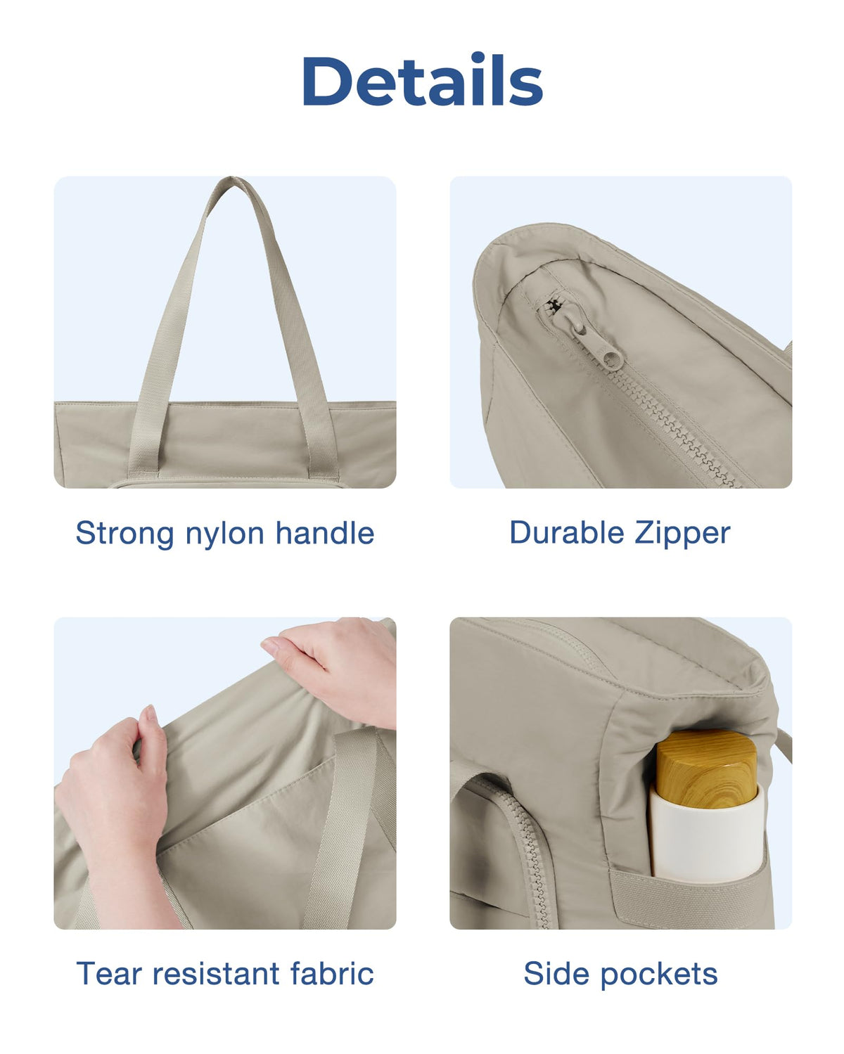 BAGSMART Tote Bag for Women, Lightweight Tote Bag with Yoga Mat Strap, Quilted Handbag for Daily, Work, Gym