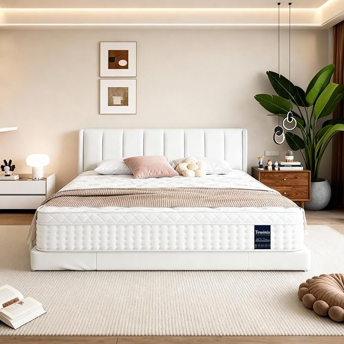 14 Inch Queen Mattress, Plush Hybrid Mattresses with Gel Memory Foam in a Box, Individual Pocket Springs for Pressure Relief & Motion Isolation, CertiPUR-US Certified,100-Night Trial