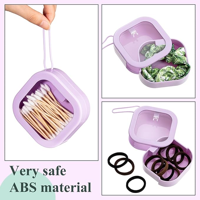 Kathfly 4 Pcs Purple Hair Tie Organizer Portable Hair Accessory Storage Containers Stackable Tie Bobby Pin Holder Home Cotton Swab Dispenser Accessories Jewelry Organizer Box