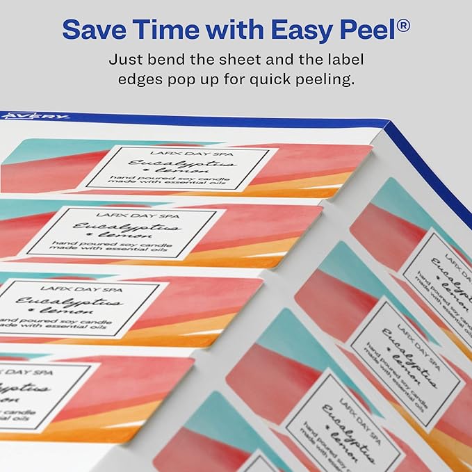 Avery Matte White Rectangle Labels, Sure Feed Technology, 2" x 3", 800 Matte White Printable Labels