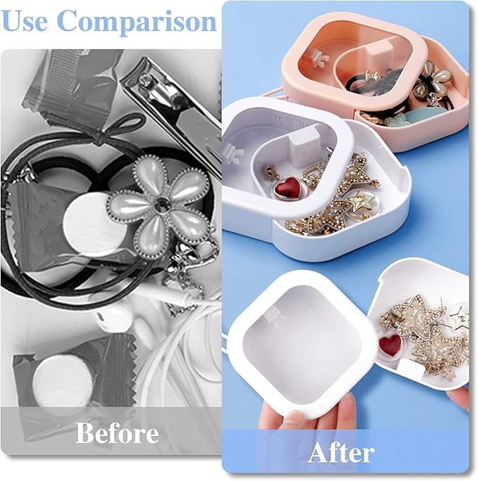 2pcs Hair Tie Organizer,Portable Travel Qtip Holder,Bathroom Storage Organizer Qtip Dispenser Cotton Swabs Dispenser Kids Hair Accessory Box with Lid for Bathroom,Desktop Organizer(2PCS,2Black)