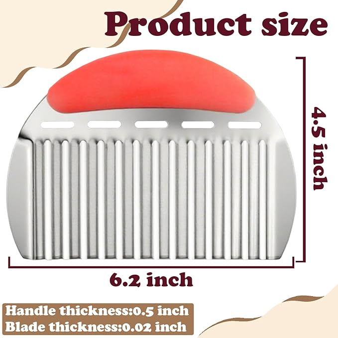 FATUXZ Large Potato Crinkle Cutter, Stainless Steel Waffle Fry Cutter