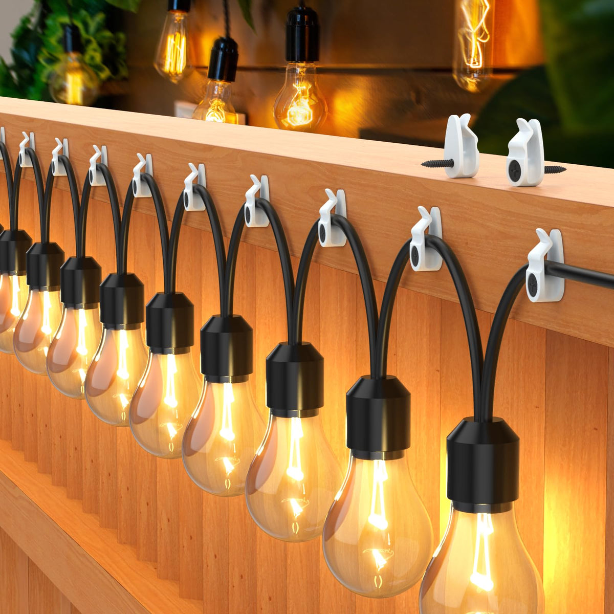 Hooks for Outdoor String Lights Clips, Christmas Light Clips Weatherproof, Lights Hanger Hooks for Hanging Christmas Light, Fairy Light, Cable, Holiday Decor - White, 50 Pack