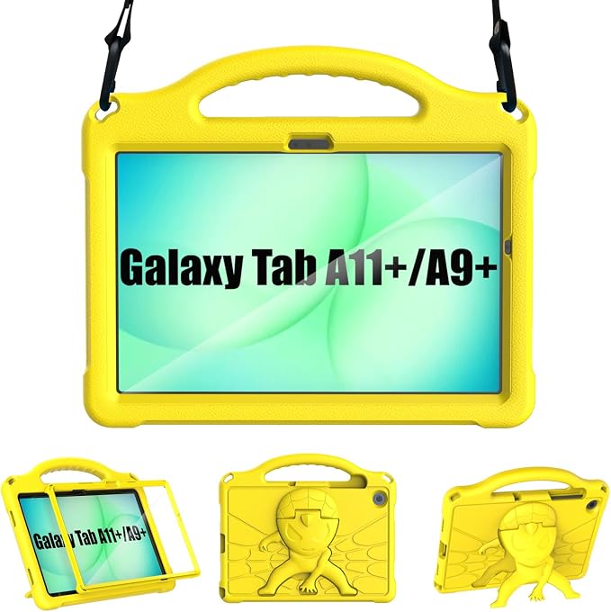 Kids Case for Samsung Galaxy Tab A11 Plus 2026 /A9 Plus 2023 11 inch Tablet | Sanyetral Galaxy Tab A11+/A9+ Case with Screen Protector Shockproof Handle Stand Protective Cover with Shoulder Strap -Bl