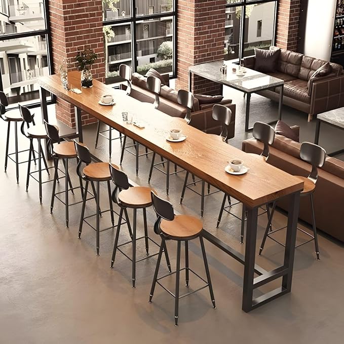 RUNNUP Farmhouse Bar Table Solid Wood Rectangle Bar Height Table for Kitchen Coffee Shop Window Small Space -Table Only(94.5" L x 15.7" W x 41.3" H)