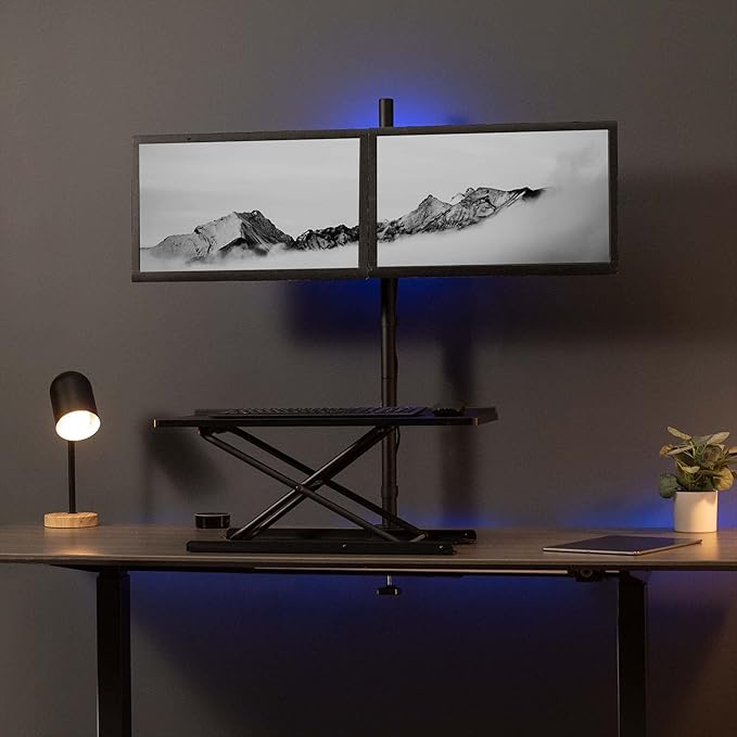 VIVO Dual Monitor Stand Up Desk Mount Extra Tall 39 inch Pole, Fully Adjustable Stand for up to 27 inch Screens, Black, STAND-V012