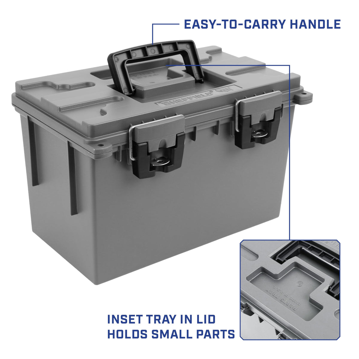 Sheffield 12766 XL Storage Bins With Lids, Stackable Storage Bins, Lockable Containers with Lids, Plastic Containers for Home, Classroom, and Dorm