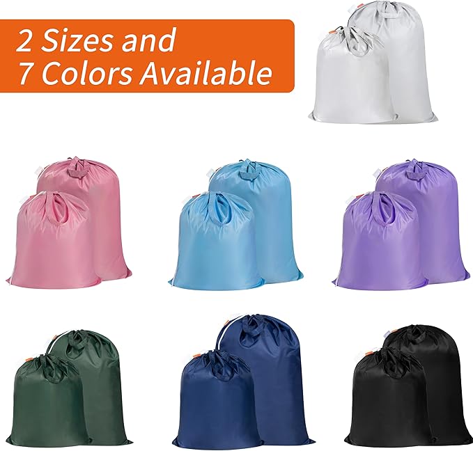 Polecasa Extra Heavy Duty Large Laundry Bag with Sturdy Handles and Drawstring Closure, 2 Pack 28 x 36 inches Durable Storage Bags for Basket, Hamper, College, Dorm, Travel, Green