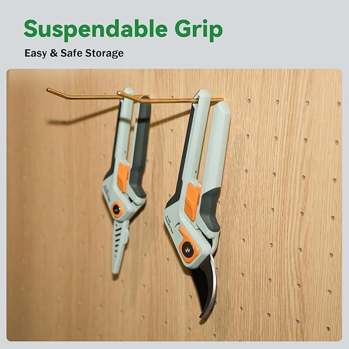 PrunePro 8" Professional Pruning Shears for Gardening Bypass Hand Pruner Stainless Steel Sharp Garden Scissors Plant Flower Rose Garden Clipper Green & Orange