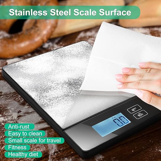 Smart Food Scale with Nutritional Calculator, Digital Kitchen Scale with Bluetooth App for Weight Loss, Food Weight Scale for Diet, Keto, Macro, Calories Counting, Tracking, Stainless Steel