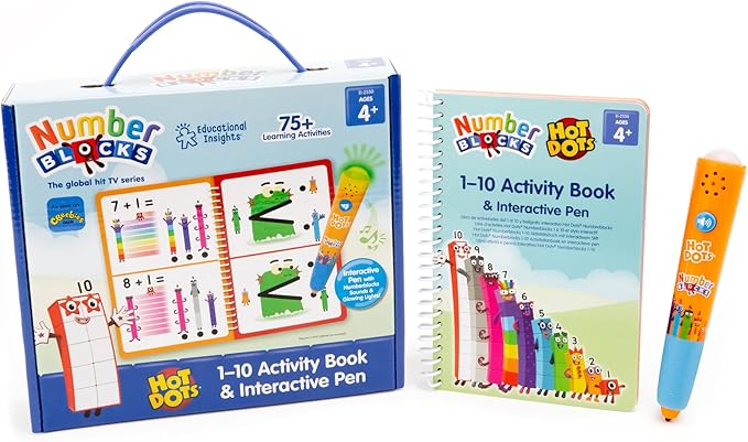 Educational Insights Hot Dots Numberblocks Workbook Numbers 1-10 with Interactive Pen, 75+ Activities, Gift for Kids Ages 4+