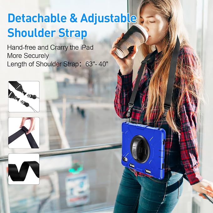 SUPFIVES Case for iPad (A16) 11th/10th Generation 2022/2025 Full-Body Drop Protection Cover for iPad 10th Gen 10.9/11 inch with Screen Protector 360° Rotate Stand Shoulder Strap Pencil Holder