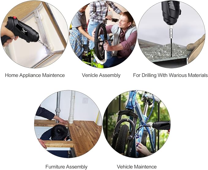 8 in 1 Electric Screwdriver, 3.6V Cordless Drill Screwdriver Rechargeable, 3.5N·m Max Torque Electric Screw Gun with 6 Accessory Kit, Micro USB, Front LED Light, Easy for Small Home Projects