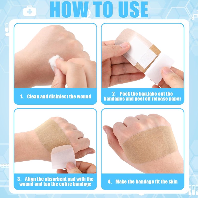 Sinmoe 600 Pcs Large Bandages Bulk Big Flexible Adhesive Wound Care Fabric Bandages for Care and Protect Wounds, 2 x 4 Inch