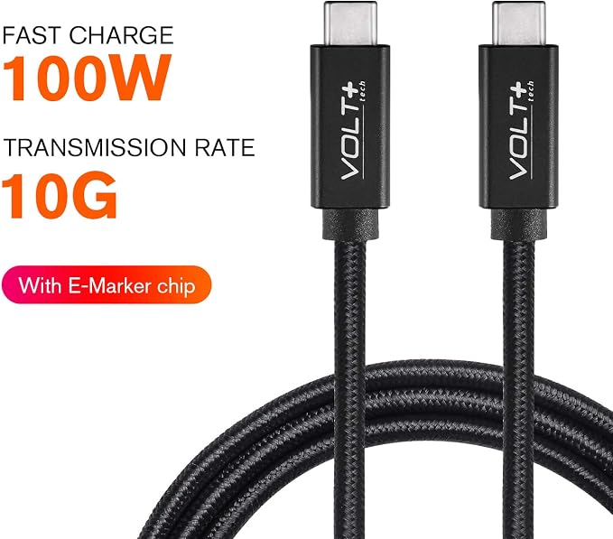 Works Professional Dual PDUSB-C PDUSB-C for TCL 20 R 5G Cable Gen2 USB 3.1 with 100W +10Gbps Quick Charge Data Speeds. (1.2M4Ft)