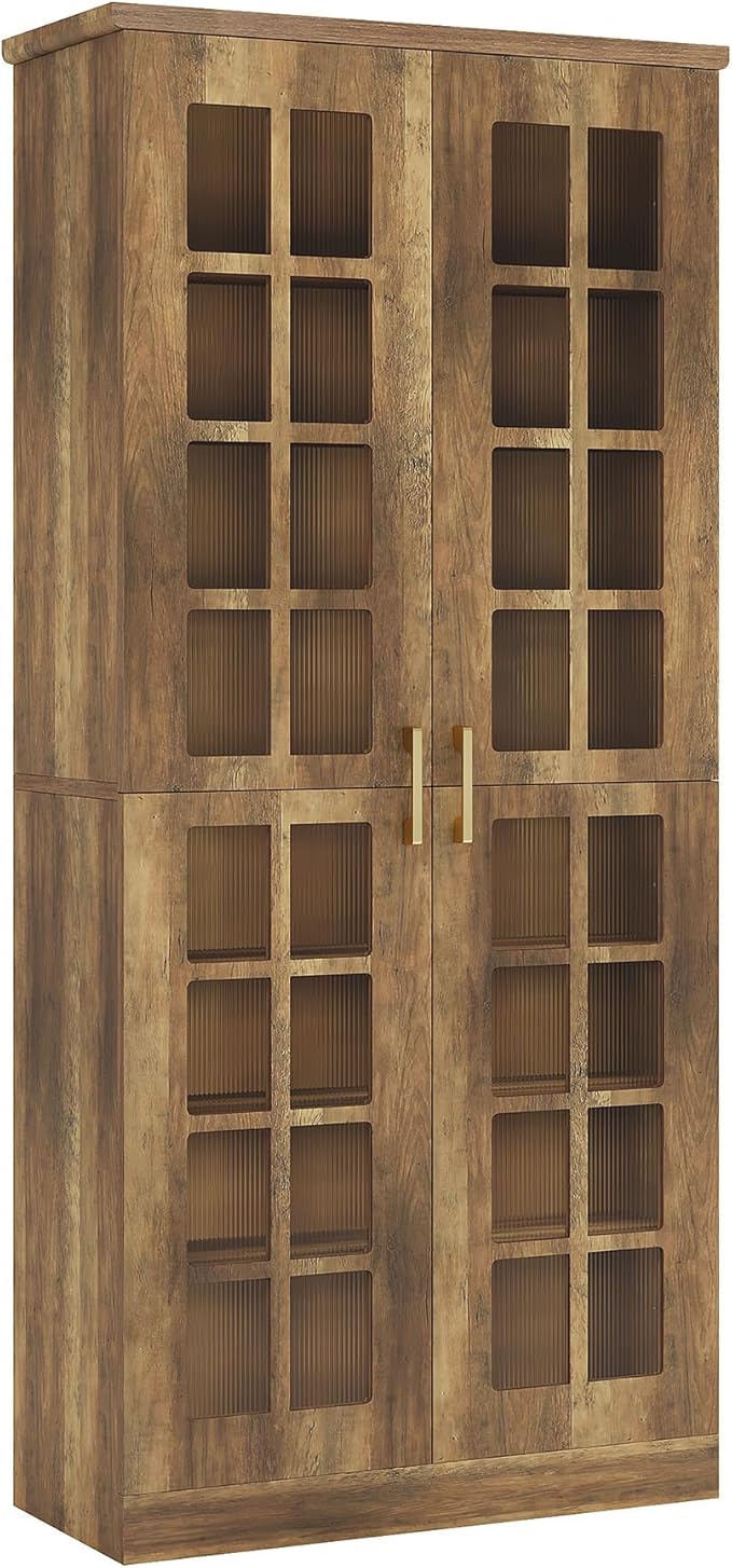 Tribesigns Tall Shoe Cabinet with Doors, 8-Tier Shoe Storage with Adjustable Shelves, Modern Shoe Organizer Shoe Rack Cabinet for Entryway, Hallway, Closet, Living Room, Rustic Brown