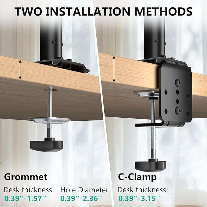WALI Single Long Monitor Arm - up to 32 inch Computer Monitor Arm Desk Mount, Hold up to 19.8lbs, Extra Long Adjustable Stand, Full Motion Tall Arm, VESA 75/100mm, (GSDM001L)