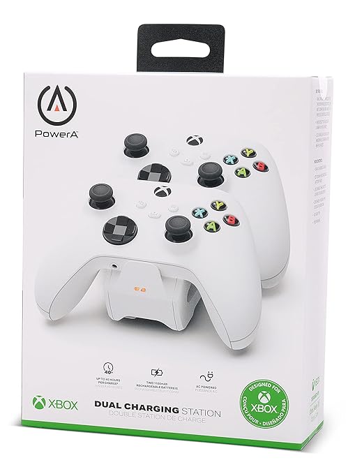 PowerA Duo Charging Station for Xbox Series X|S - White, Wireless Controller Charging, Rechargeable Battery