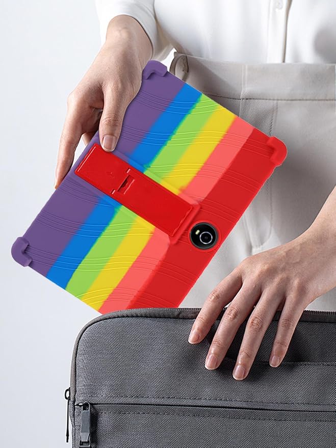 for WXUNJA PTB 2025 (11 Inch) Android 16 Tablet Protective case Shockproof Lightweight Silicone Protective Cover with Stand Child-Friendly Protection Easy to Clean Design Rainbow.