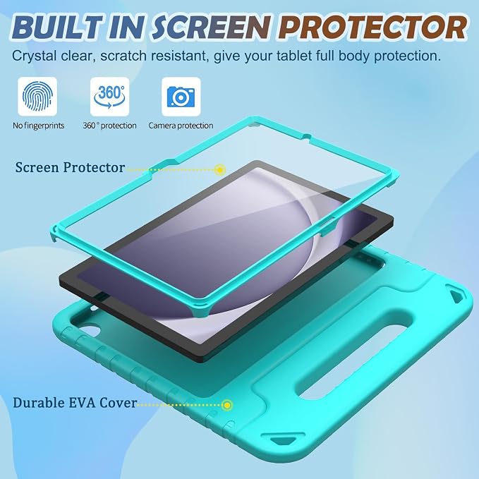 LTROP Shockproof Lightweight Convertible Handle Stand Case for Samsung Galaxy Tab A11 Plus 2025 / A9 Plus 11 Inch 2023 with Built-in Screen Protector Galaxy Tab A11+ / A9+ Case for Kids Black