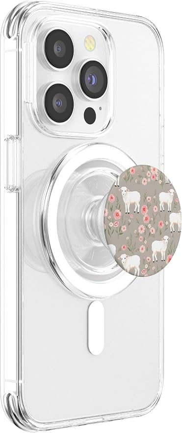 Cute Lamb Floral Meadow Spring Animal Botanical Design PopSockets Adhesive PopGrip