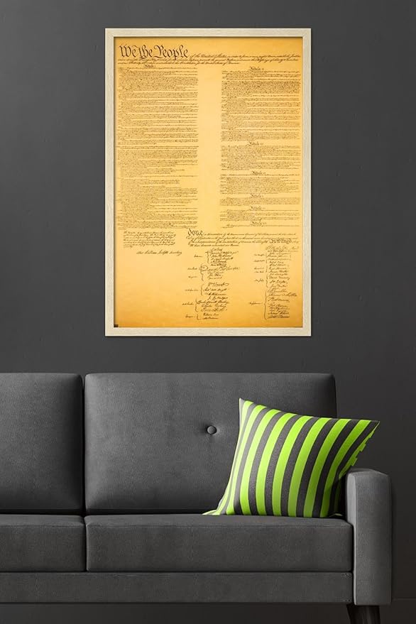 The Constitution Wall Poster, 34L" x 22.4W", Blonde Framed Version