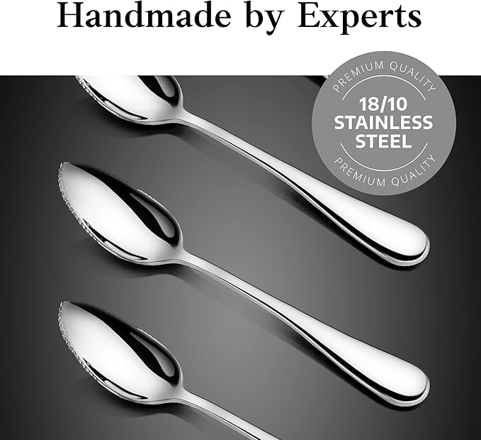 Artaste Rain 18/10 Stainless Steel Grapefruit Spoons, Serrated Edge Citrus Spoons, 6.35 Inch, Mirror Polished Silver, Set of 6
