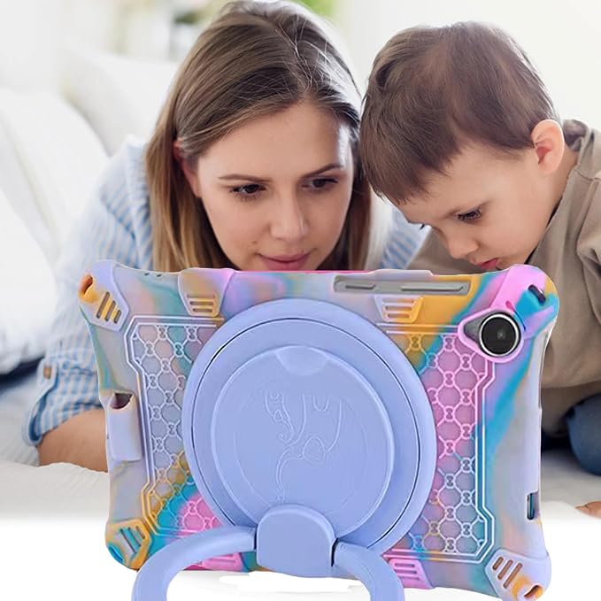 Tablet Case for Lenovo M8 TB300XU/TB-8505F/TB-8705F/TB-8506FSoft Anti-Stress Silicone Case with Rotate Stand/Pencil Holder/Shoulder Strap/Pen for Lenovo Tab M8 8 inch (Colorful Light Blue)