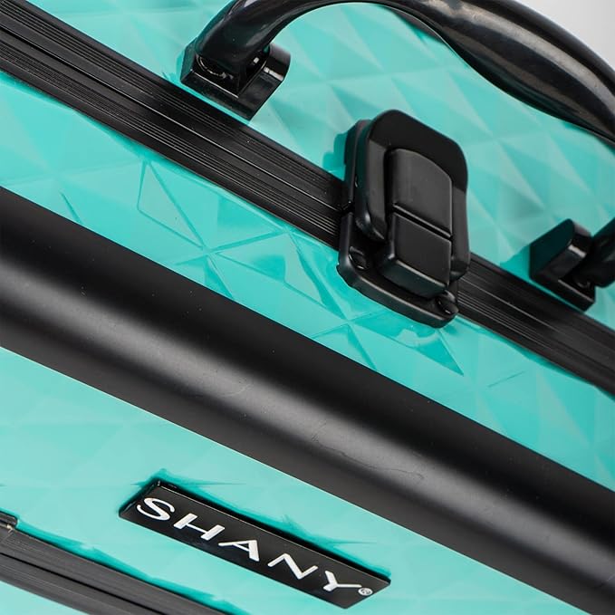 SHANY Chic Makeup Train Case Cosmetic Box Portable Makeup Case Cosmetics Beauty Organizer Jewelry storage with Locks, Multi trays Makeup Storage Box with Makeup Mirror - Turquoise