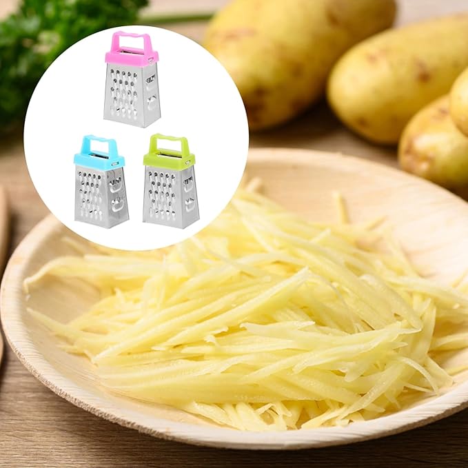 TOPPERFUN Mini Cheese Grater 6-Pack Stainless Steel Box Graters Handheld Vegetable Slicer for Garlic Ginger Cucumber and Potato Non-Slip Handle 2.63 X 1.45 X 1.06 in