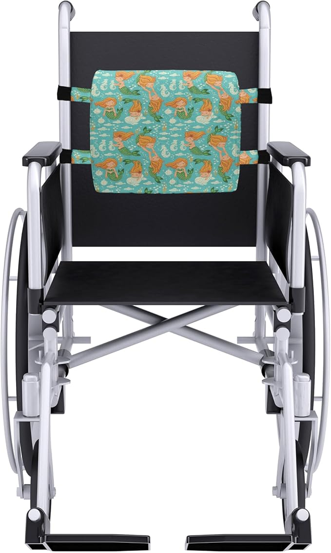 Ambesonne Underwater Lumbar Back Support Pillow, Nautical World Themed Pattern Mermaid Seahorse Fish Shells Cartoon, High Density Foam for Office Chairs Car Seats, 14" x 13", Turquoise Marigold Green