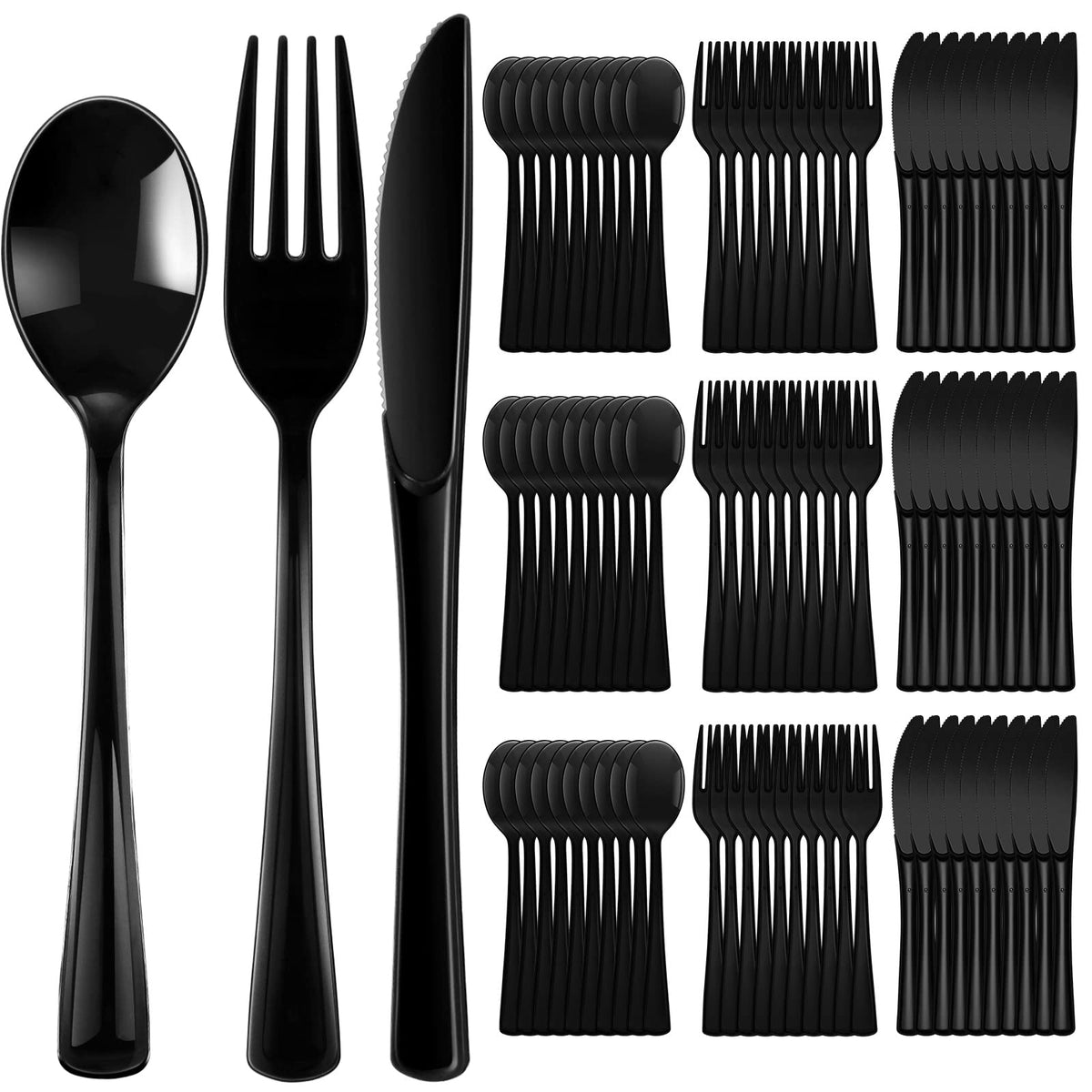 Minatee 150 Pcs Purple Disposable Cutlery Set, Plastic Silverware Set