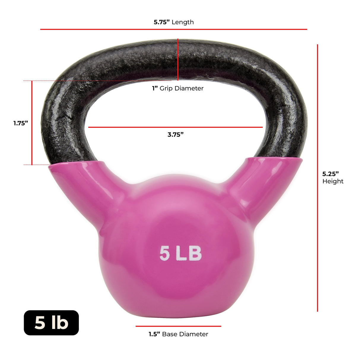 Sunny Health & Fitness Sunny Vinyl Coated Kettlebell (5-Pound)