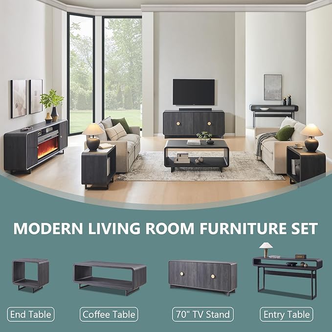 23.6" Modern End Table, 2 Tier Side Table with Charging Station, Simple Bedside Table with Open Storage Shelf, Outlet, Wooden Nightstand for Bedroom, Living Room, Study, Easy Assembly, Dark Grey