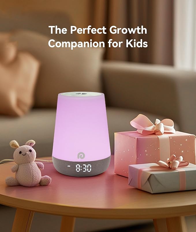 Dreamegg Nite 1 - Baby Sound Machine, Sleep Trainer, Night Light for Kids, Ok to Wake Alarm Clock, 34 Soothing Sounds, App Control, White Noise Sound Machine for Baby Kids Nursery(Sleepy Ellie)