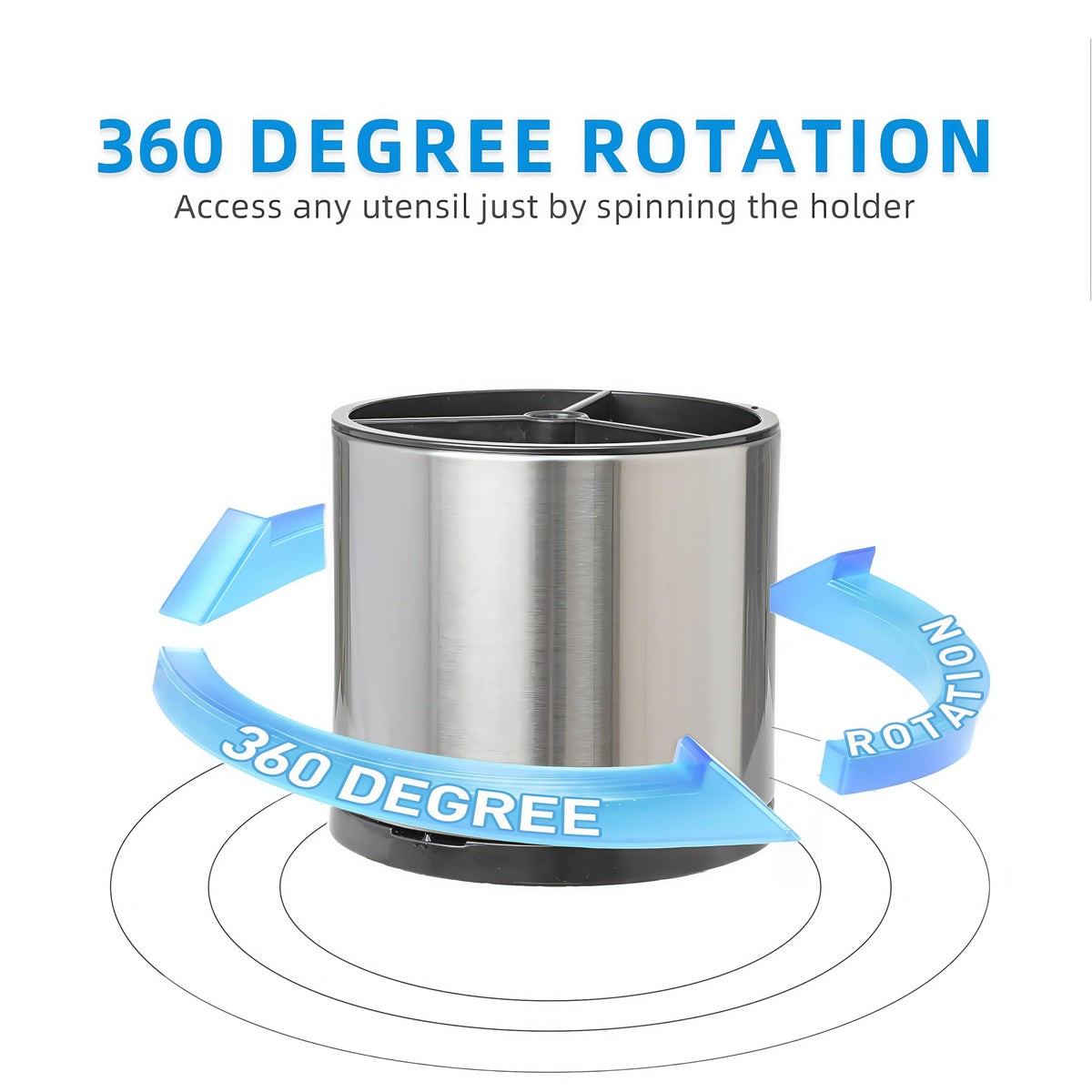 Utensil Holder,Large 360°Rotating Kitchen Utensil Holder For Counter