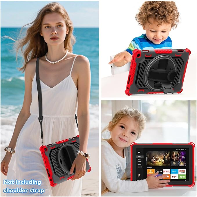 for Flre HD 8 & 8 Plus Case 12th/10th Generation | (2024/2022/2020 Release) with 360 Kickstand Hand Strap for Kids