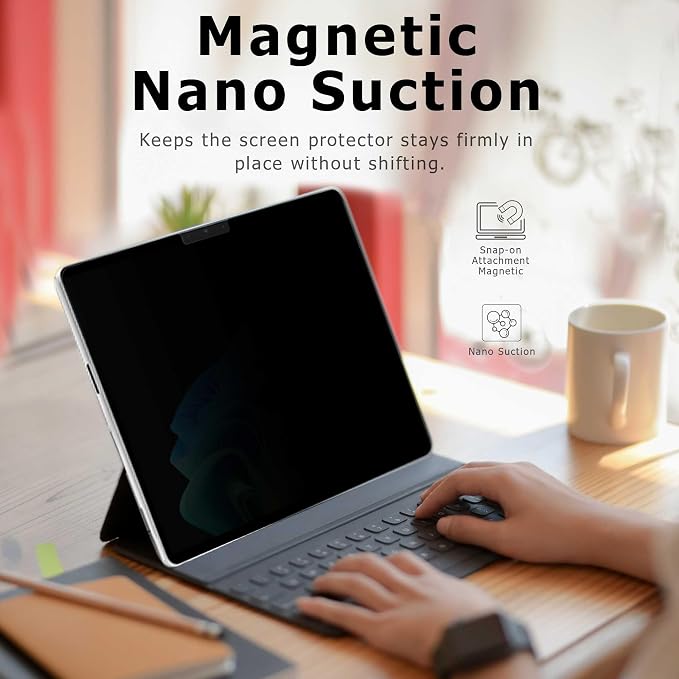Megoo Magnetic Privacy Screen Protector for Surface Pro 12 inch (2025)– Removable Anti-Spy Anti-Glare Easy Install Blue Light & UV Blocking