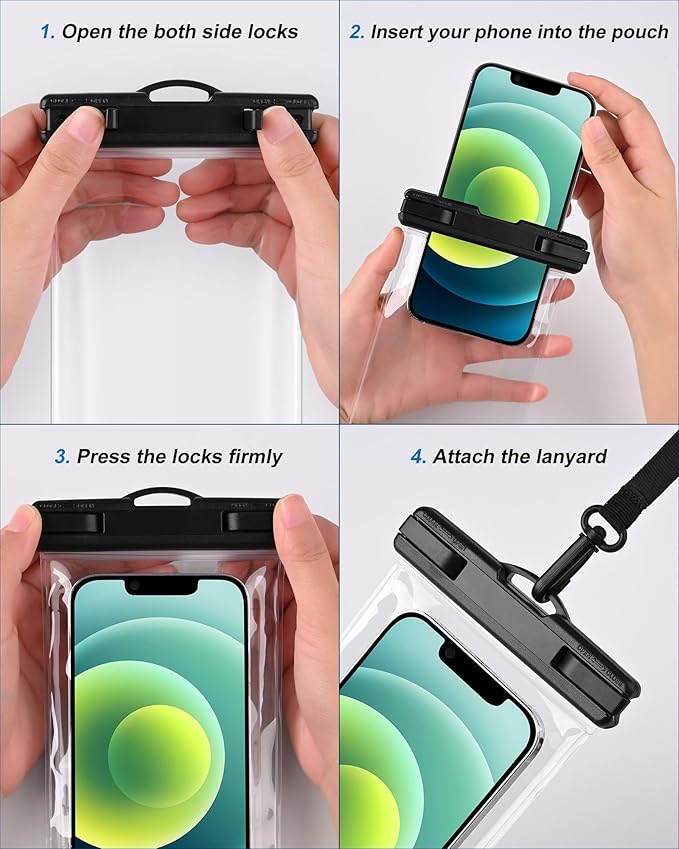 2025 Waterproof Phone Pouch: 3 Pack Cruise Ship Essentials Must Haves Dry Bag for Beach Vacation Essentials Accessories, Water Proof Phone Case for iPhone 16 15 14 13 12 Pro Plus Max Galaxy